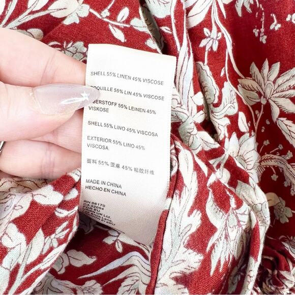 Free People Sunday Floral Linen Blend Puff Sleeve Crop Top S - Picture 7 of 7